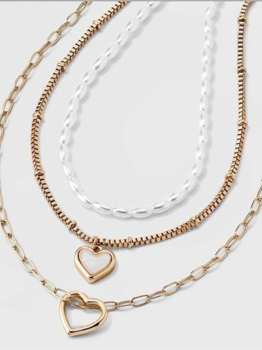 3 Row Heart Necklace